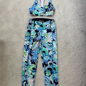 Lilly Pulitzer Navy Floral Paisley High-Waist Leggings